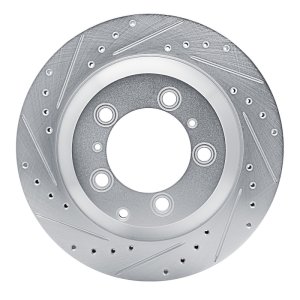 Porsche Cayenne Brake Rotor (1) - Rear Left - R1 Concepts - Drilled & Slotted - Silver - `19-`23